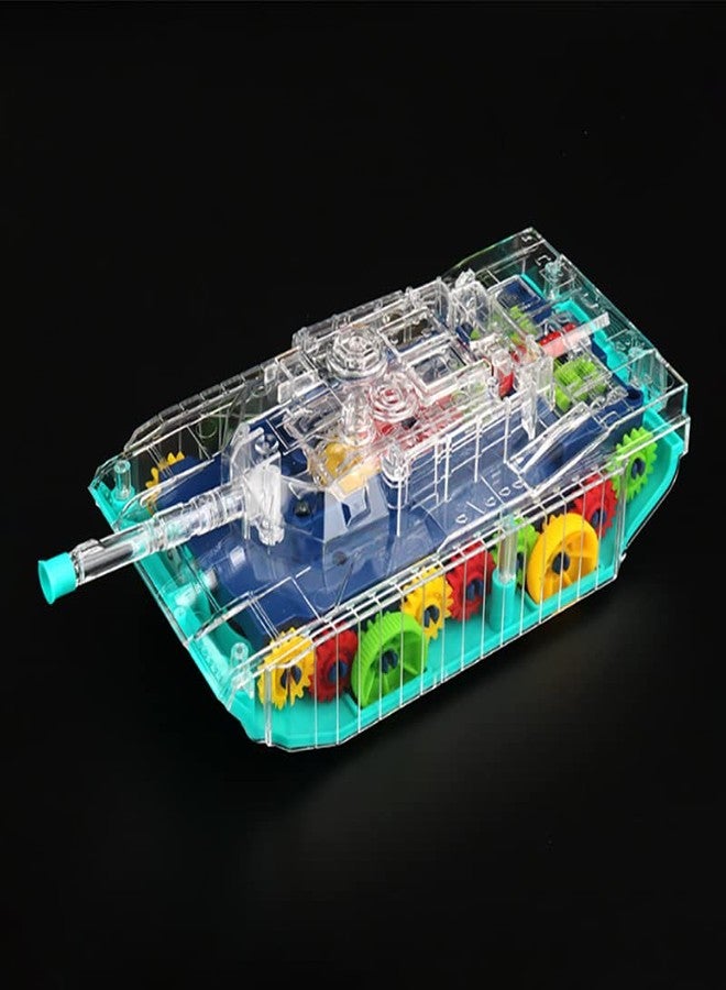 D ETERNAL Transparent Mechanical Police Army Tank Car Toy For Kids With Gear Technology 3D Light, Musical Sound & 360 Degree Rotation (Gear Army Tank)Â… - Image 3